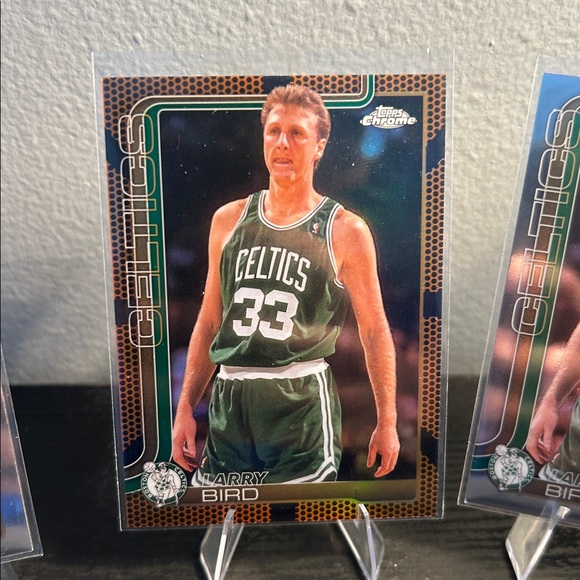 Topps Chrome Boston Celtics Larry Bird Basketball foil and 2 base chrome lot - Picture 3 of 5